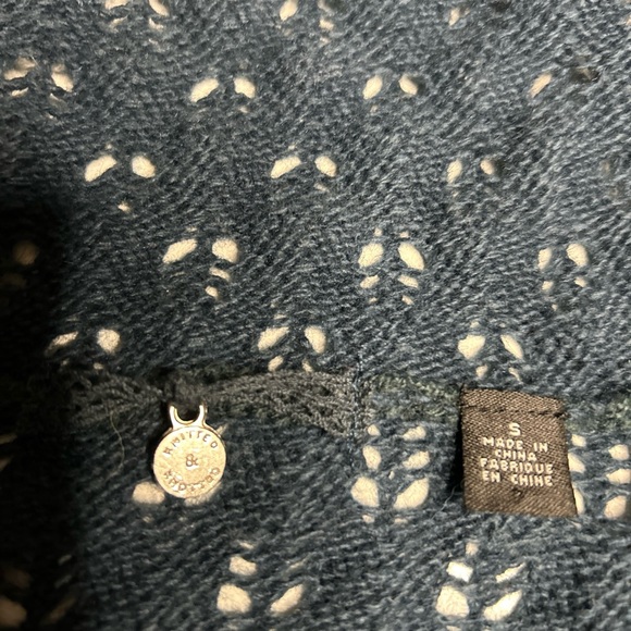 Anthropologie Wrap Sweater Women’s Small Blue Cotton Knitted & Knotted Crochet - Picture 5 of 10